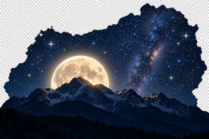 The Moon rising at night